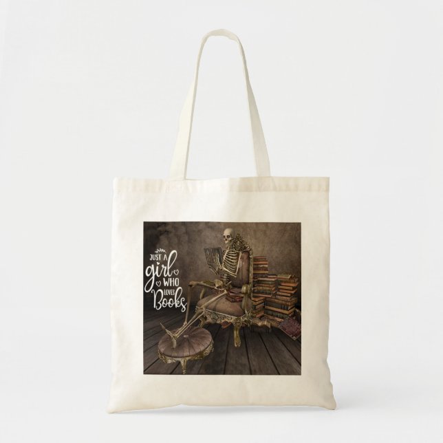 Literary Lovelies Skeleton Girl Tygkasse (Framsidan)