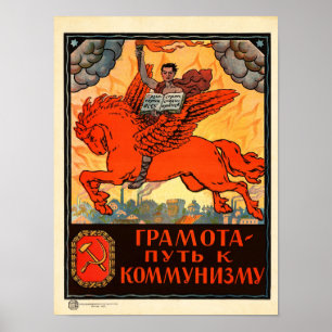 Literatur är vägen till kommunism! Vintage affisch