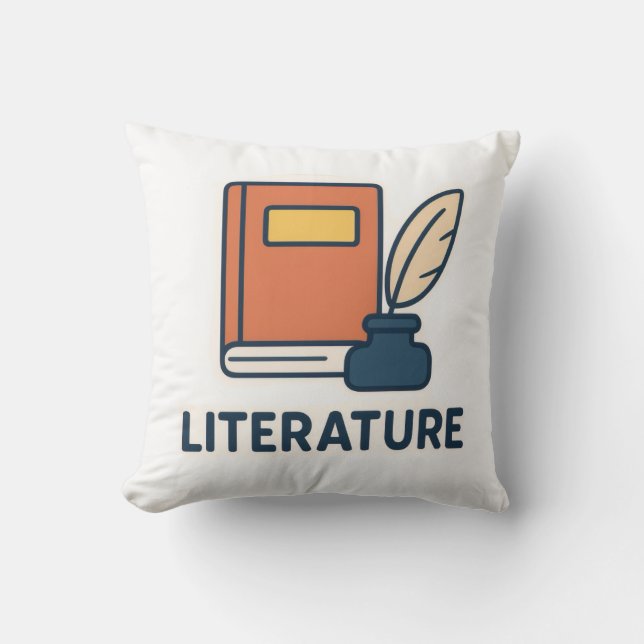 Literature Subjekt Sticker - Bok & Quill Kudde (Framsida)