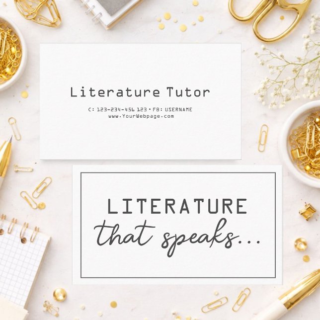 Literature that speaks, literature private lessons visitkort (Skapare uppladdad)