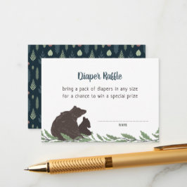Litet Bear Rustic Baby Shower Diaper Raffle Card Tilläggskort