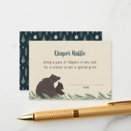 Litet Bear Rustic Baby Shower Diaper Raffle Card Tilläggskort