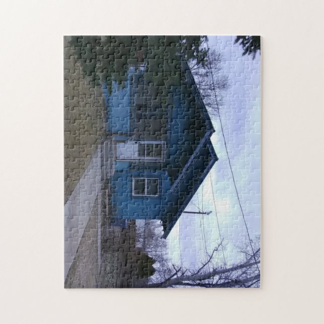 litet blått hus pussel (Vertikal)