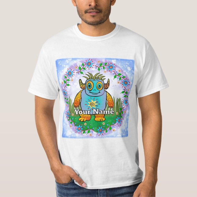 Litet Blått Monster T Shirt (Framsida)