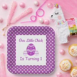 Litet Chick 1:a födelsedag Papper Plattor