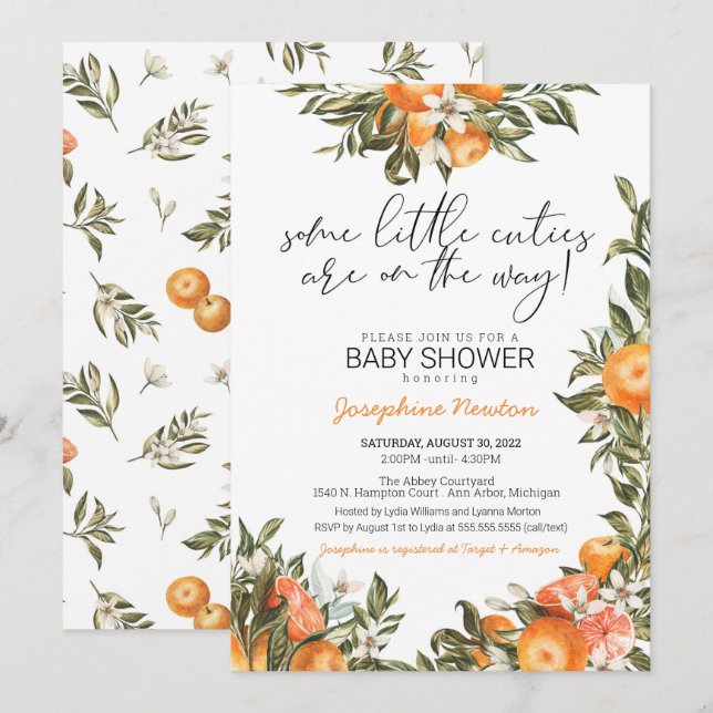 Litet Cuties-Twillingar eller Många Baby Shower Inbjudningar (Fram/baksida)
