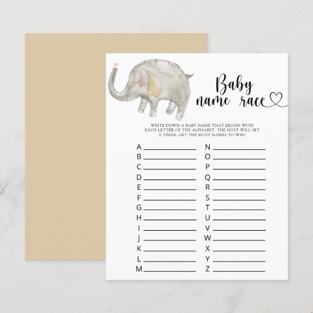 Litet elefant - Baby namn tävling (Fram/baksida)