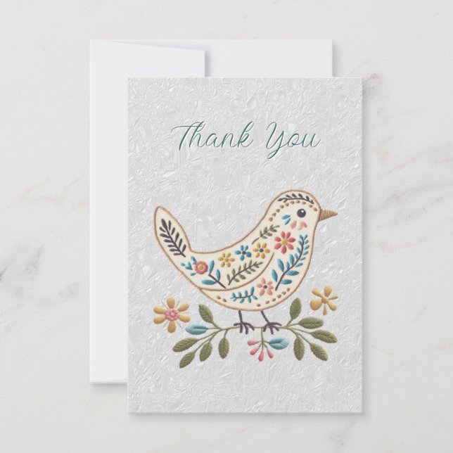 Litet fågelfärgad Blommigt - tack för ditt kort (Framsida)