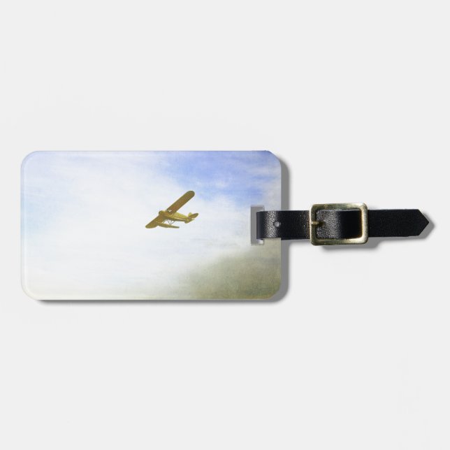 Litet flygplan med blå himmel bagagebricka (Horisontell Framsida)