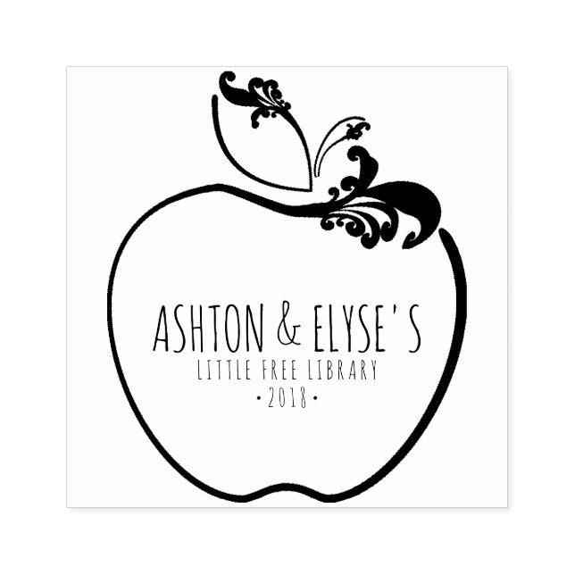 litet fritt bibliotek blomsteräpple frimärke stämpel (Tryck)
