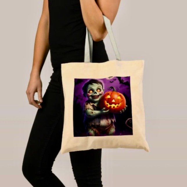 Litet grönt monster & Pumpa vän Tygkasse (Tote Bag — 100% polyester, black laminated lining 100% cotton web hand. Made in the USA.
)
