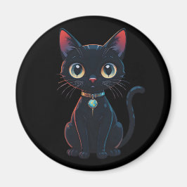 Litet kusligt svart katt magnet