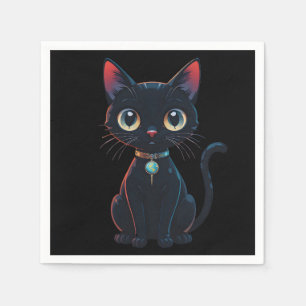 Litet kusligt svart katt pappersservett