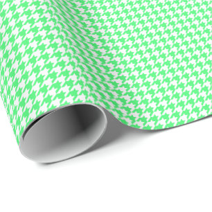 Litet ljust - grönt och vit Houndstooth Presentpapper