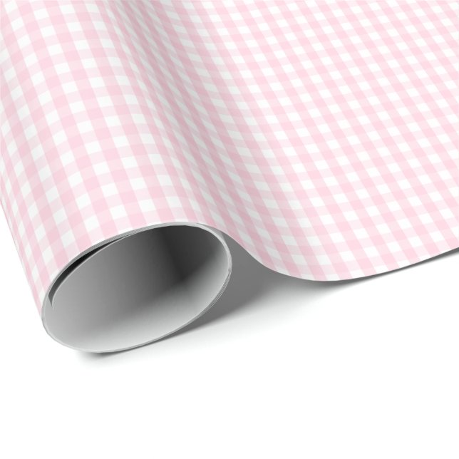 Litet ljust - rosa- och vitGingham som slår in Presentpapper (Rullad Hörn)