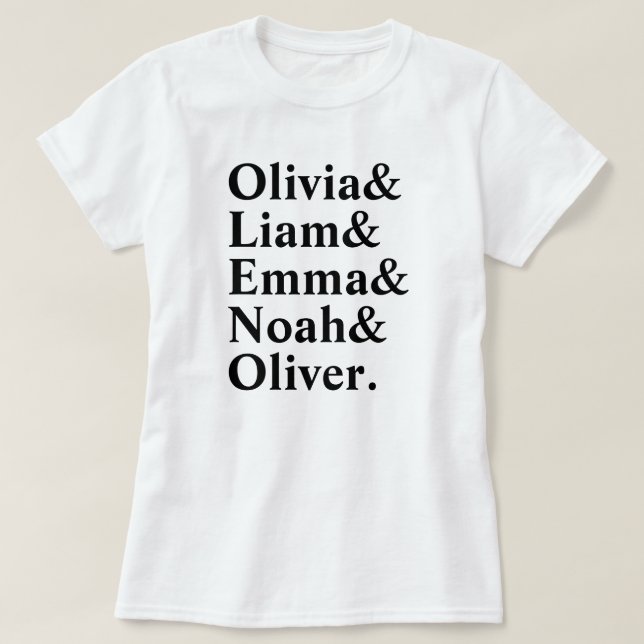 Litet minimal Anpassningsbar Text Namn List Shirt T Shirt (Design framsida)