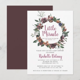 Litet Miracle Baby Shower för lila Fall WAN Little Inbjudningar