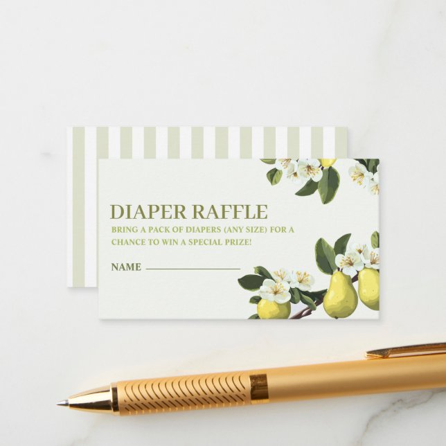 Litet päronfrukttema Babykläder Slagare Raffle Tilläggskort (Fram/Back In Situ)