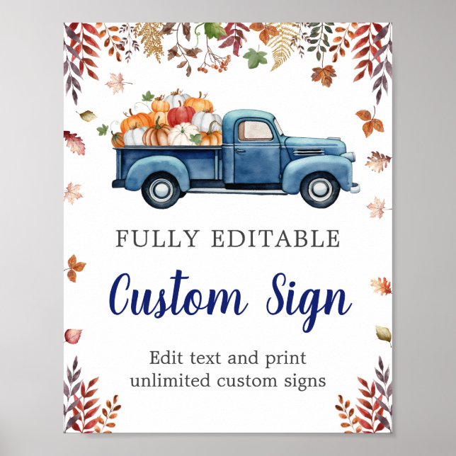 Litet Pumpkin Baby Shower-Anpassningsbar-skylt Poster (Framsidan)