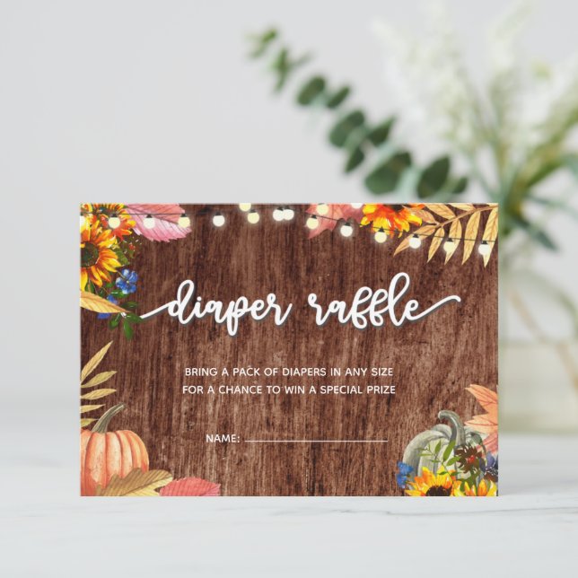 Litet Pumpkin Baby Shower Diaper Raffle Card Inbjudningar (Stående Fram)