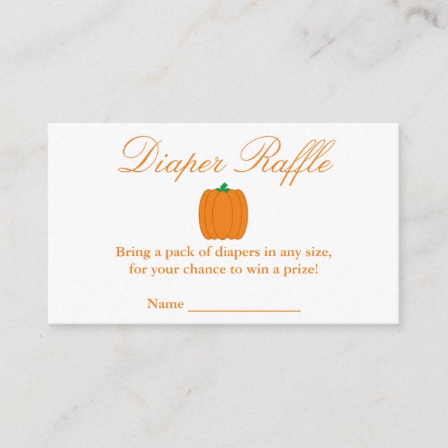 Litet Pumpkin Baby Shower Diaper Raffle Card Tilläggskort (Framsida)