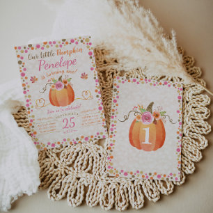 Litet Pumpkin Birthday-inbjudan, höstnedgång Inbjudningar