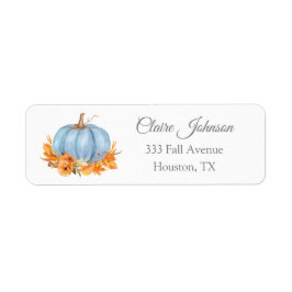 Litet Pumpkin Blue Autumn Fall Address Label Returadress Etikett
