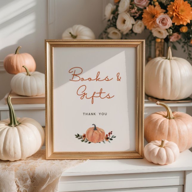 Litet Pumpkin Fall Baby Shower Bokar-gåvor Poster (Skapare uppladdad)