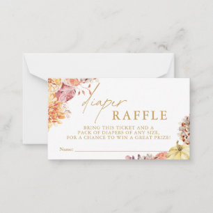 Litet Pumpkin Fall Baby Shower Diaper Raffle Card Anteckningskort