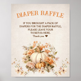 Litet Pumpkin Fall Baby Shower Diaper Raffle Sign Poster