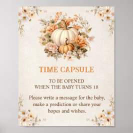 Litet Pumpkin Fall Baby Shower Time Capsule-tecken Poster