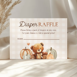 Litet Pumpkin Fall Bear Baby Shower Raffle Tilläggskort