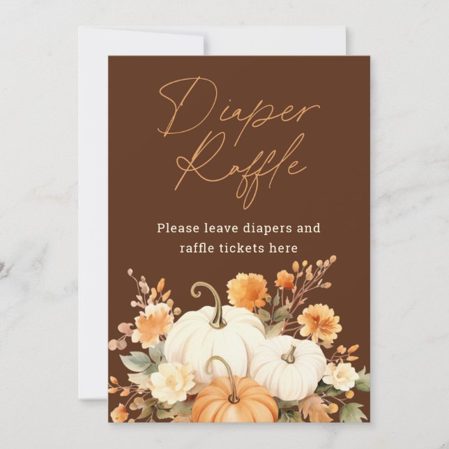 Litet Pumpkin Fall Diaper Raffle Baby Shower-skylt (Framsida)