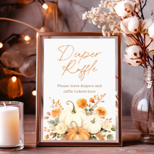 Litet Pumpkin Fall Diaper Raffle Baby Shower-skylt