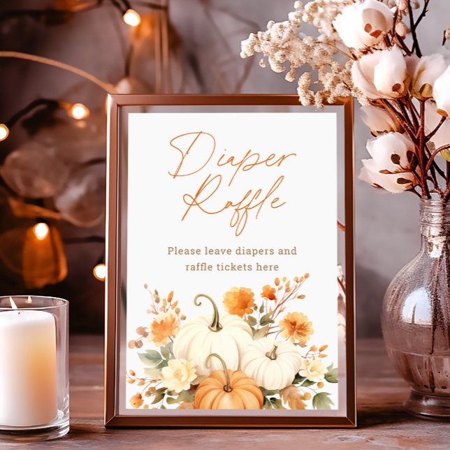 Litet Pumpkin Fall Diaper Raffle Baby Shower-skylt (Skapare uppladdad)