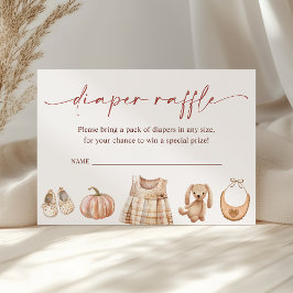 Litet Pumpkin Fall Girl Baby Shower Raffle Tilläggskort