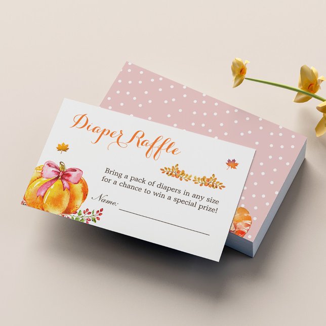 Litet Pumpkin Fall Girl Baby Shower Raffle Visitkort (Skapare uppladdad)
