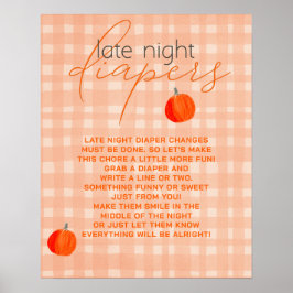 Litet Pumpkin Late Night Diaper Baby Shower Game Poster