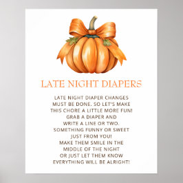 Litet Pumpkin Late Night Diaper Baby Shower Game Poster