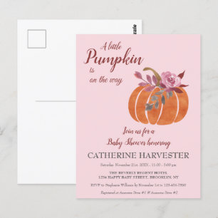 Litet Pumpkin Rustic Autumn Shower Postcard Vykort