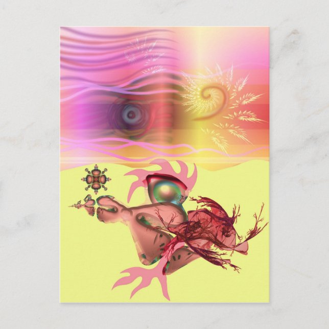 Litet rosa beastie går till springa vykort (Framsida)