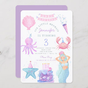Litet Sjöjungfru under Magic Birthday-inbjudan til Inbjudningar