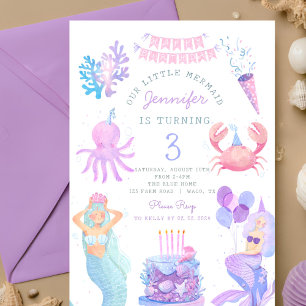 Litet Sjöjungfru under Magic Birthday-inbjudan til Inbjudningar
