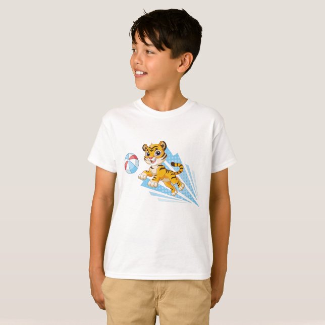 Litet tiger med boll t shirt (Hel framsida)