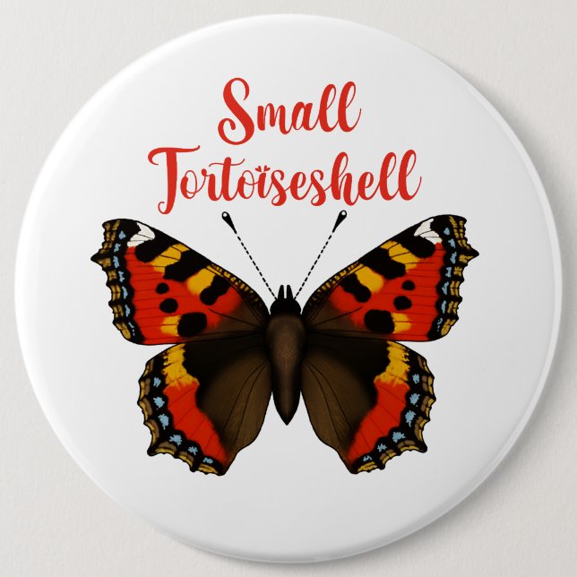 Litet Tortoiseshell-Butterfly Round Badge Knapp (Framsida)