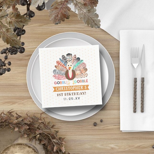 Litet Turkiet-Thanksgiving någon Födelsedagsfest Pappersservett (Skapare uppladdad)