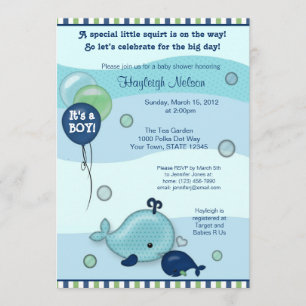 Litet Whale Baby och Mamma kiss Babyskor Inbjudningar