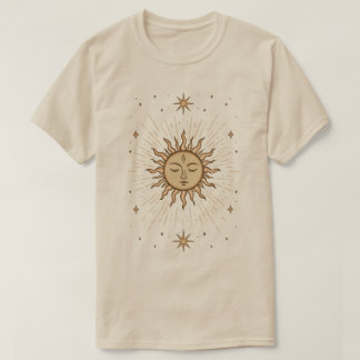 Litha Celestial Sun Face Summer Solstice Art T Shirt