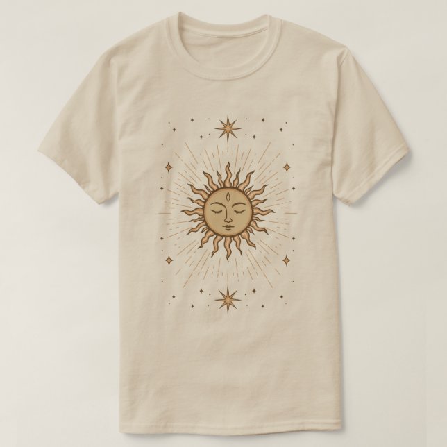 Litha Celestial Sun Face Summer Solstice Art T Shirt (Design framsida)