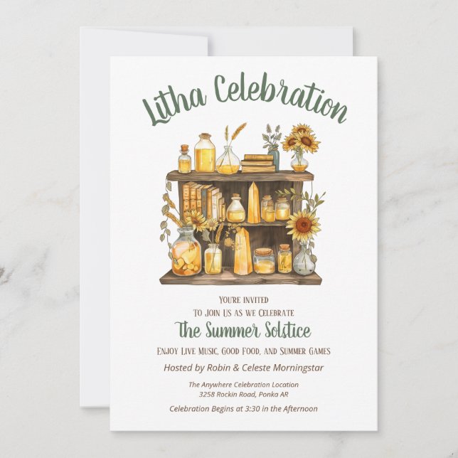 Litha Midsommar Apoteks hylla Inbjudningar (Framsida)